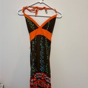 Brown and Orange Floral Women Dress